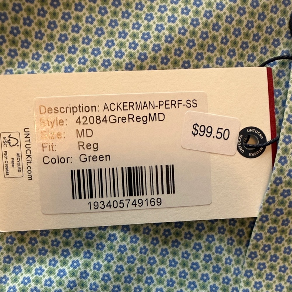 UNTUCKit Men's Ackerman Performance Patterned Sho… - image 2